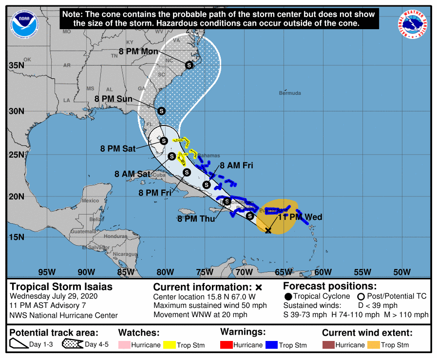 Se forma la tormenta tropical Isaías al sur de Puerto Rico