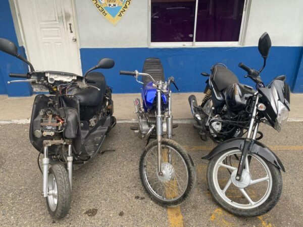 Policía recupera 3 motocicletas reportadas como robadas