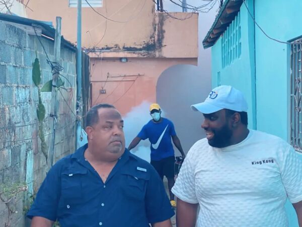 Arismendy Ferreras y Juan Ruiz encabezan jornada de fumigación en Villa Duarte